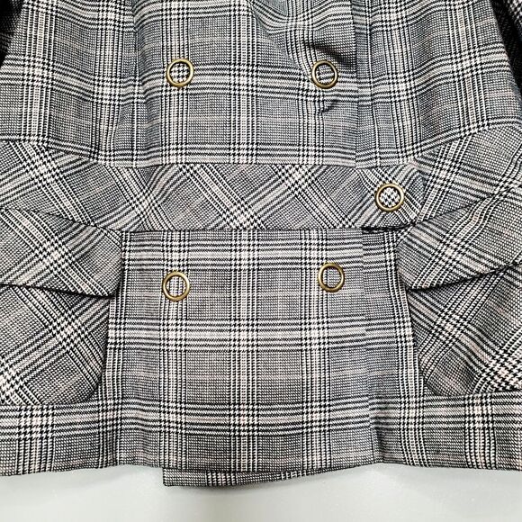Miss Me Houndstooth Plaid Jacket Womens Size Large Double Breasted Cropped - Picture 5 of 10